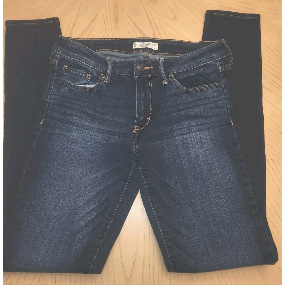 Abercrombie Fitch Jeans Womens 27x31 Blue Super Skinny Ankle High Rise Denim - Picture 2 of 11